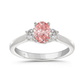 14K WHITE GOLD 1 1/3CT PINK OVAL/ROUND DIAMOND LADIES RING (CENTER STONE PINK OVAL DIAMOND 1CT)